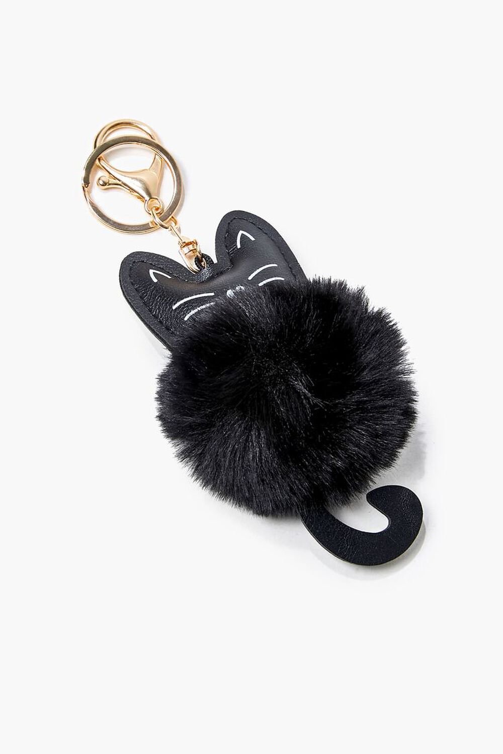 BLACK Cat Pom Pom Keychain, image 1