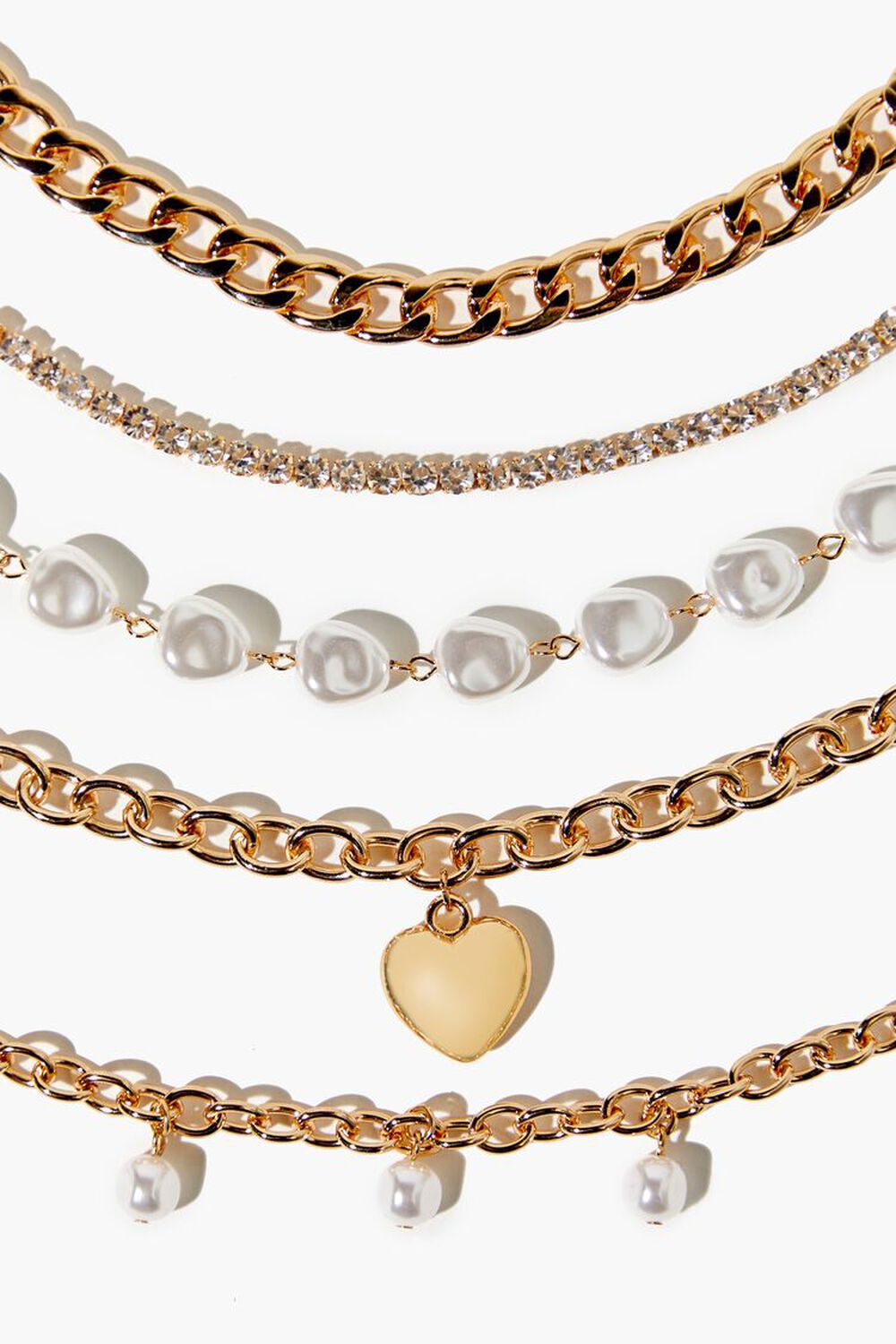Faux Pearl & Heart Charm Bracelet Set, image 1