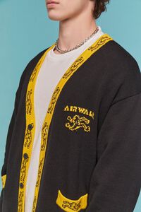 BLACK/YELLOW Airwalk Graphic Cardigan Sweater, image 5