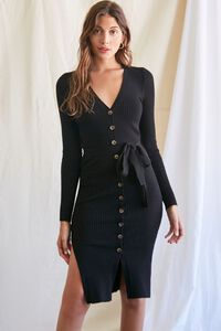 BLACK Ribbed Sweater Dress, image 1