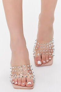 NUDE Studded Clear Stiletto Heels, image 4