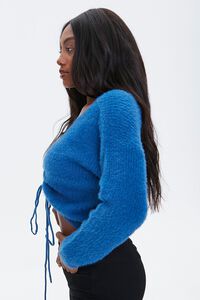 TEAL Fuzzy Ruched Drawstring Sweater, image 2