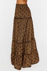 BROWN/MULTI Ornate Print Tiered Maxi Skirt, image 3