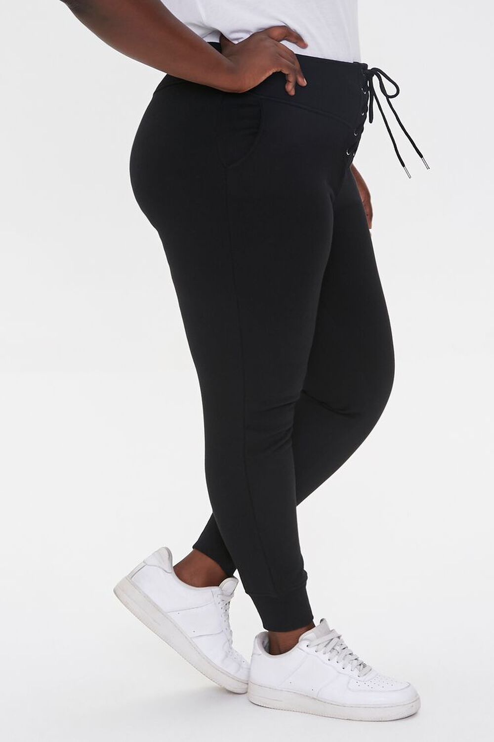 BLACK Plus Size French Terry Joggers, image 3