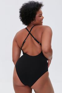 BLACK Plus Size Crisscross One-Piece Swimsuit, image 3