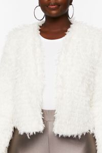 IVORY Plus Size Shaggy Faux Fur Jacket, image 6
