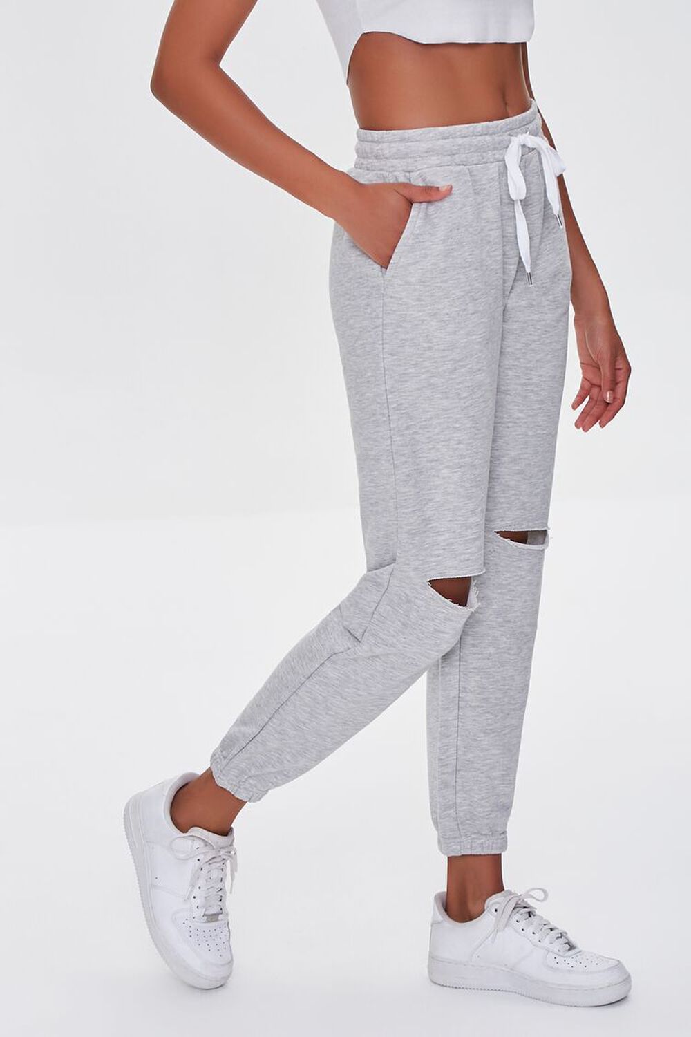HEATHER GREY Distressed French Terry Joggers, image 3