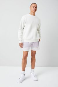 LAVENDER/WHITE French Terry Varsity-Striped Shorts, image 5