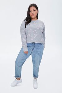 HEATHER GREY/MULTI Plus Size Candy Cane Heart Top, image 4