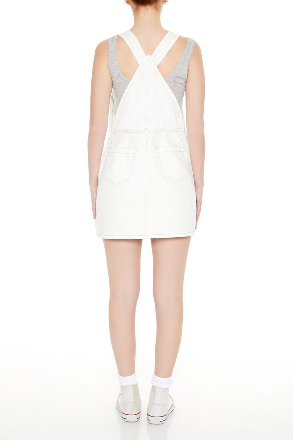 WHITE Denim Overalls Mini Dress, image 3