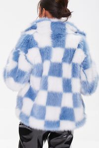 BLUE/WHITE Checkered Faux Fur Coat, image 3