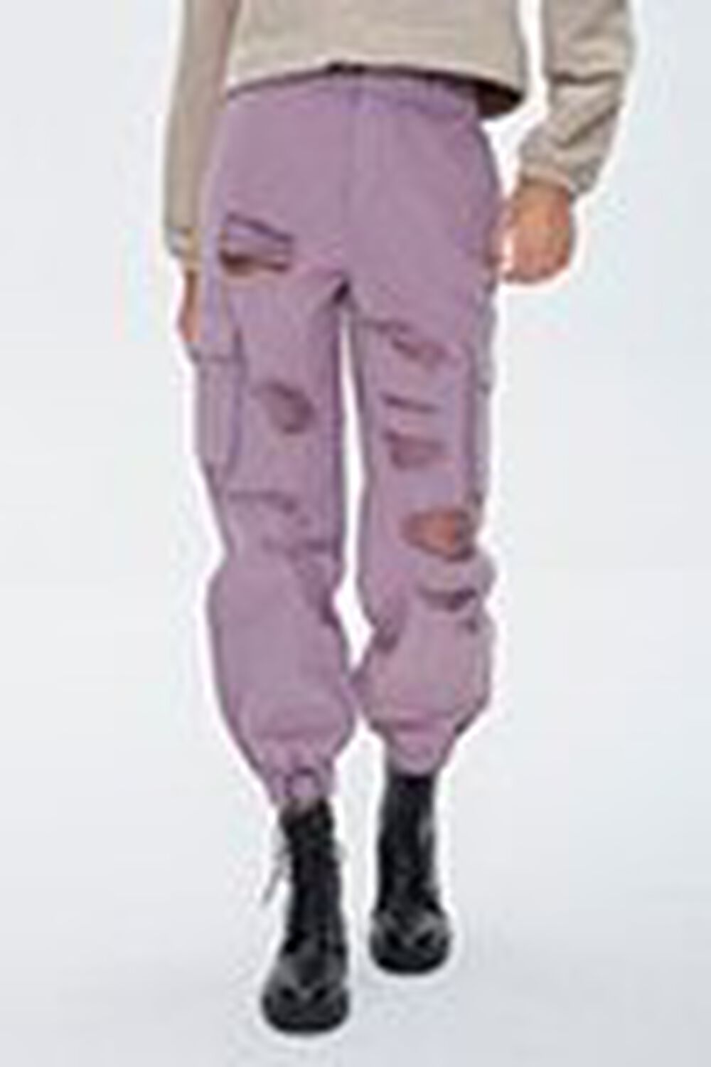 DUSTY LAVENDER Distressed Cargo Joggers, image 2