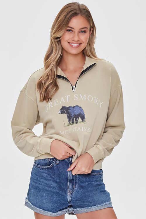 OATMEAL Great Smoky Mountains Half-Zip Pullover, image 1