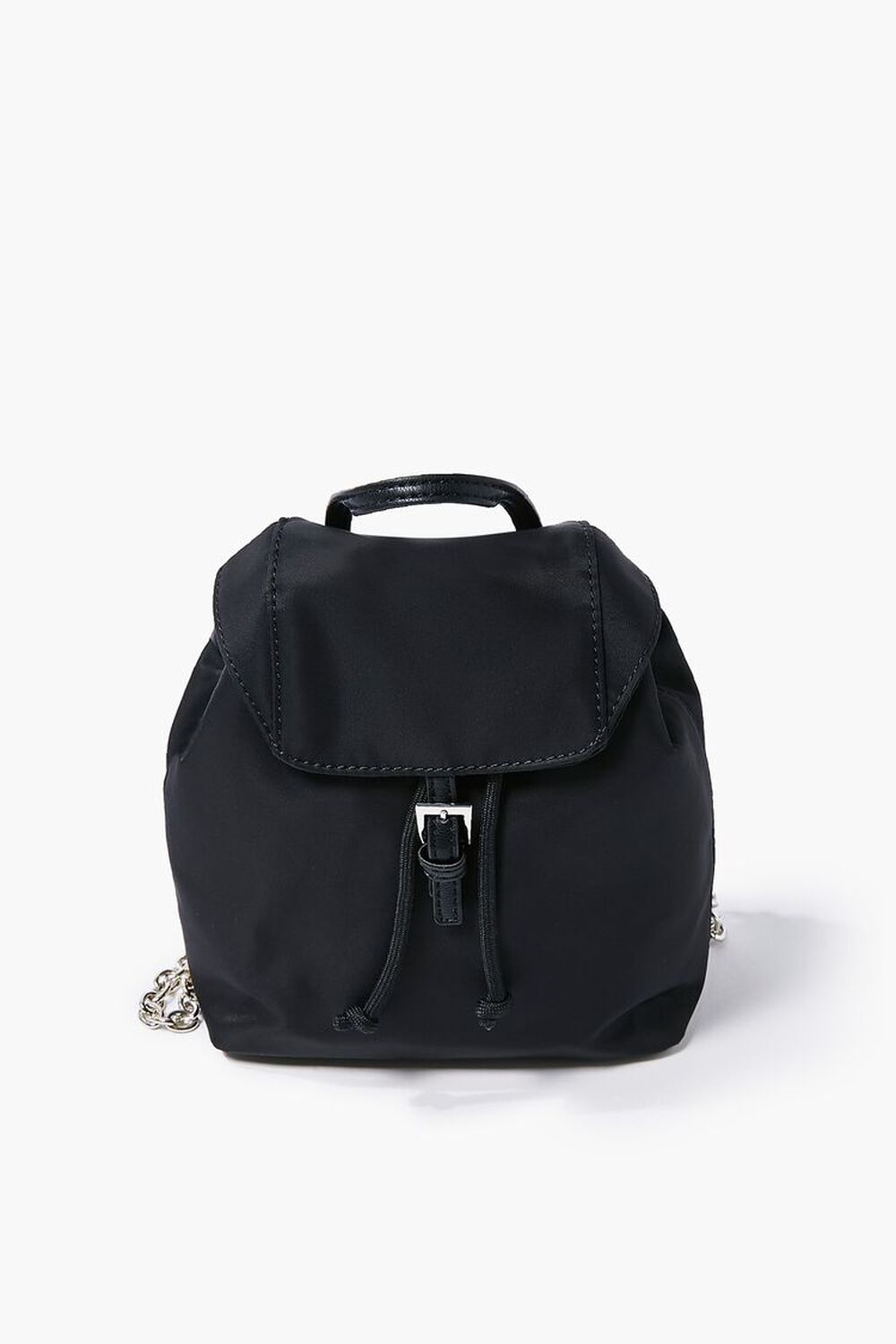 BLACK Drawstring Flap-Top Backpack, image 1