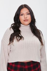 OATMEAL Plus Size Sweater-Knit Turtleneck Top, image 1