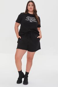 BLACK Plus Size Frayed Denim Shorts, image 5