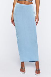 LIGHT BLUE Slinky Halter Top & Maxi Skirt Set, image 6