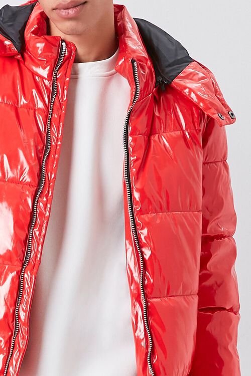 RED Hooded Zip-Up Puffer Jacket, image 6