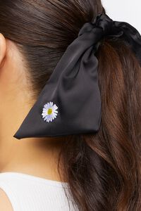 Embroidered Daisy Bow Scrunchie, image 2