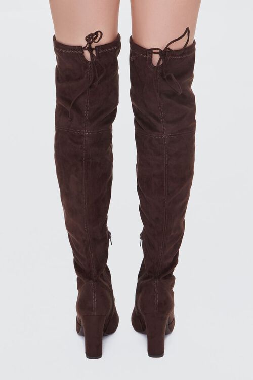 BROWN Faux Suede Thigh-High Boots, image 3