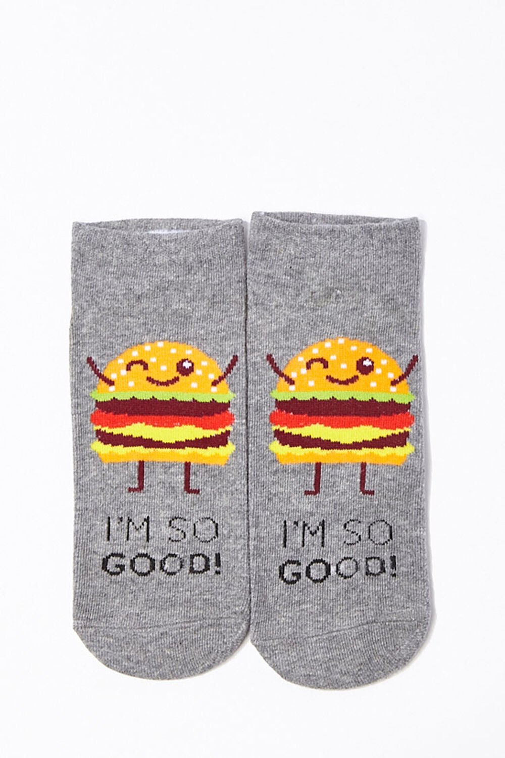 HEATHER GREY/MULTI Hamburger Graphic Ankle Socks, image 1
