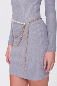 GOLD Faux Pearl Layered Chain Hip Belt, image 2