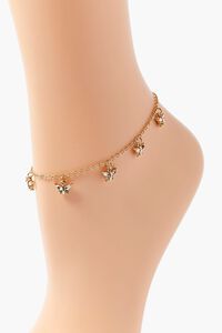 GOLD/CLEAR Rhinestone Butterfly Charm Anklet, image 2