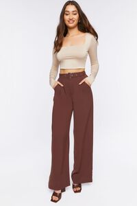 BROWN Belted Wide-Leg Trousers, image 1