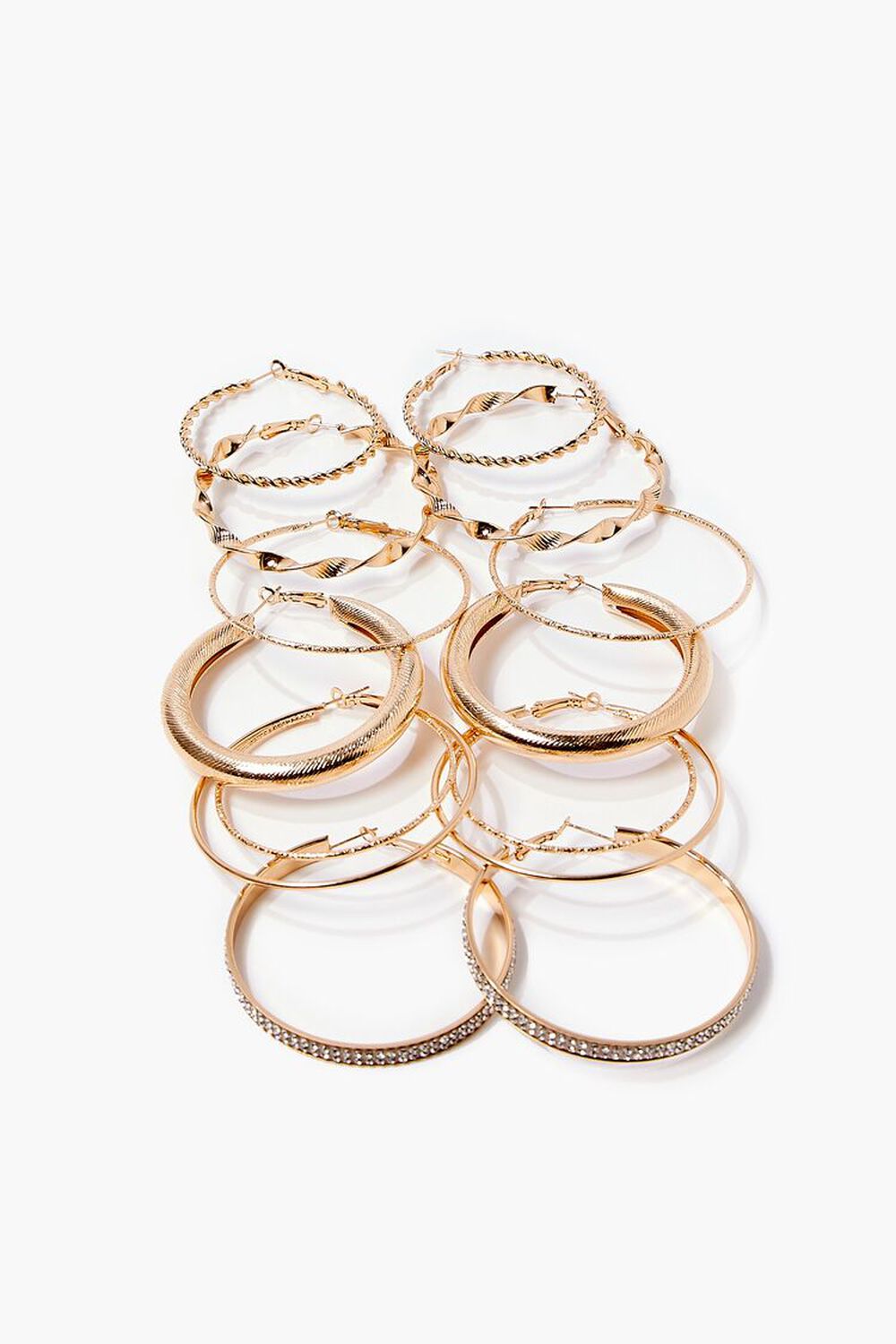 GOLD/CLEAR Twisted Hoop Earring Set, image 1