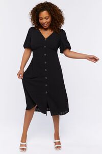 BLACK Plus Size Seersucker Midi Dress, image 1
