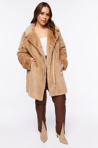TAN Plus Size Faux Fur Coat, image 4