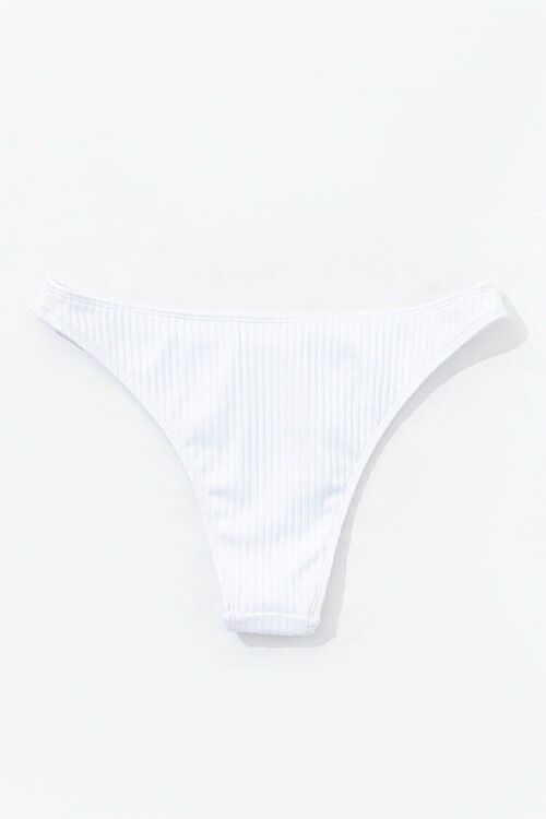 WHITE Cheeky Ribbed Bikini Bottoms, image 2