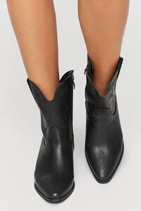 BLACK Faux Leather Cowboy Ankle Boots, image 4