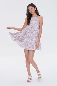 CREAM/PURPLE Floral Print Mini Dress, image 4