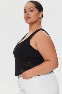 BLACK Plus Size Netted Tank Top, image 2