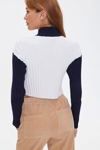 WHITE/NAVY Sweater-Knit Colorblock Pullover, image 3