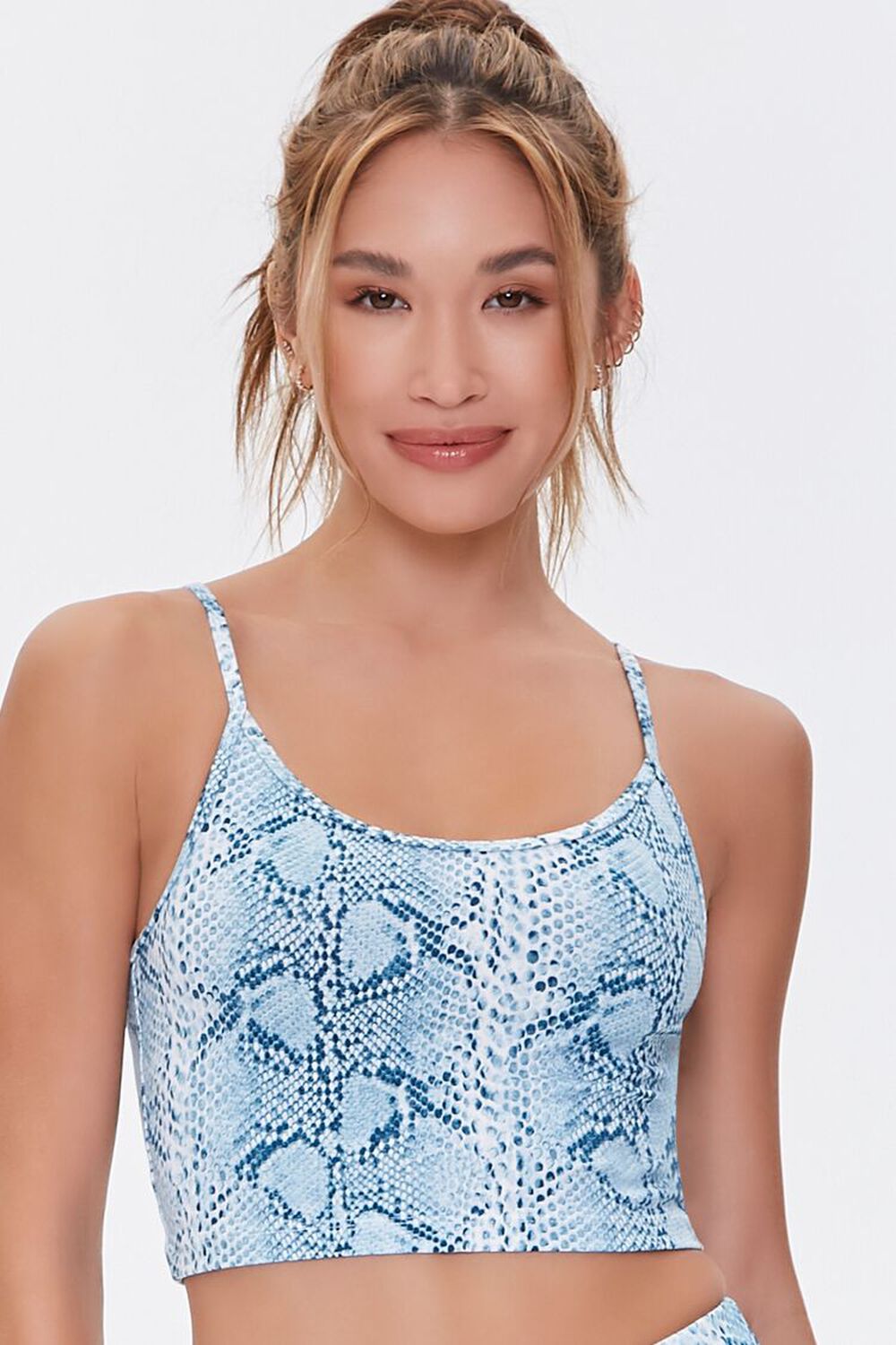 BLUE/MULTI Active Snake Print Cropped Cami, image 1