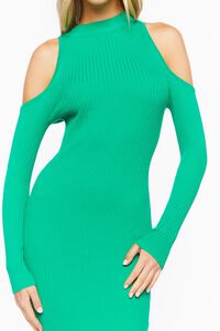 GREEN Open-Shoulder Sweater-Knit Midi Dress, image 5