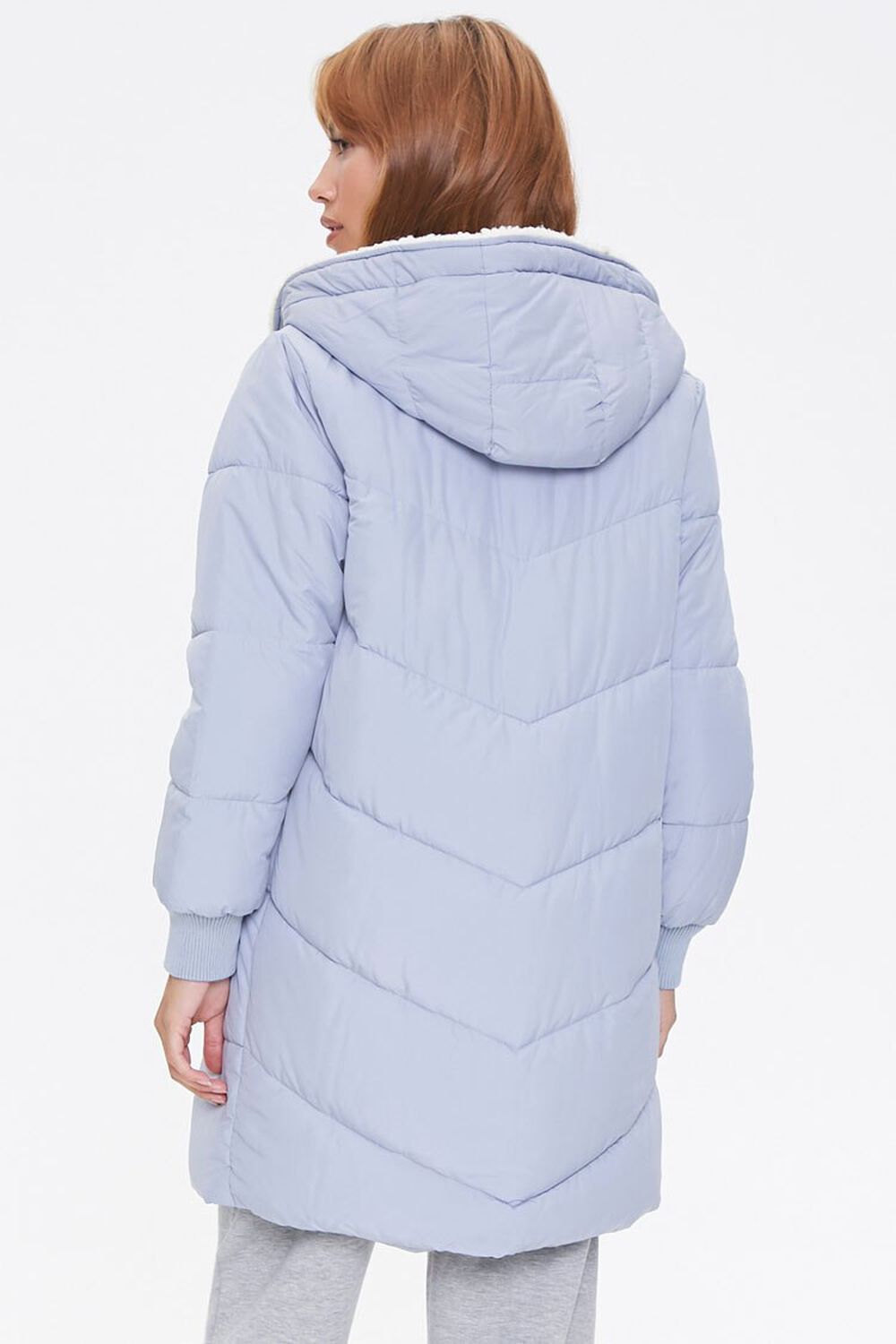 DUSTY BLUE/CREAM Faux Shearling-Lined Puffer Jacket, image 3
