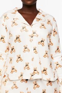 CREAM/MULTI Plus Size Teddy Bear Pajama Shirt, image 5