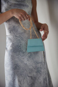 BLUE Mini Faux Leather Crossbody Bag, image 1