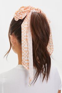 ORANGE/MULTI Checkered Bow Headwrap, image 1