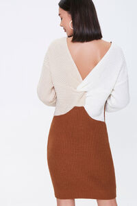 BROWN/TAUPE Colorblock Twist-Front Dress, image 4