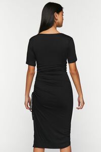 BLACK Ruched Short-Sleeve Midi Dress, image 3