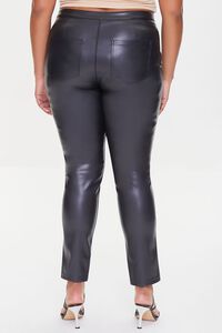 BLACK Plus Size Faux Leather Skinny Pants, image 4