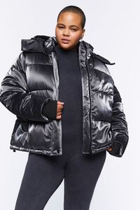 BLACK Plus Size Metallic Puffer Jacket, image 5
