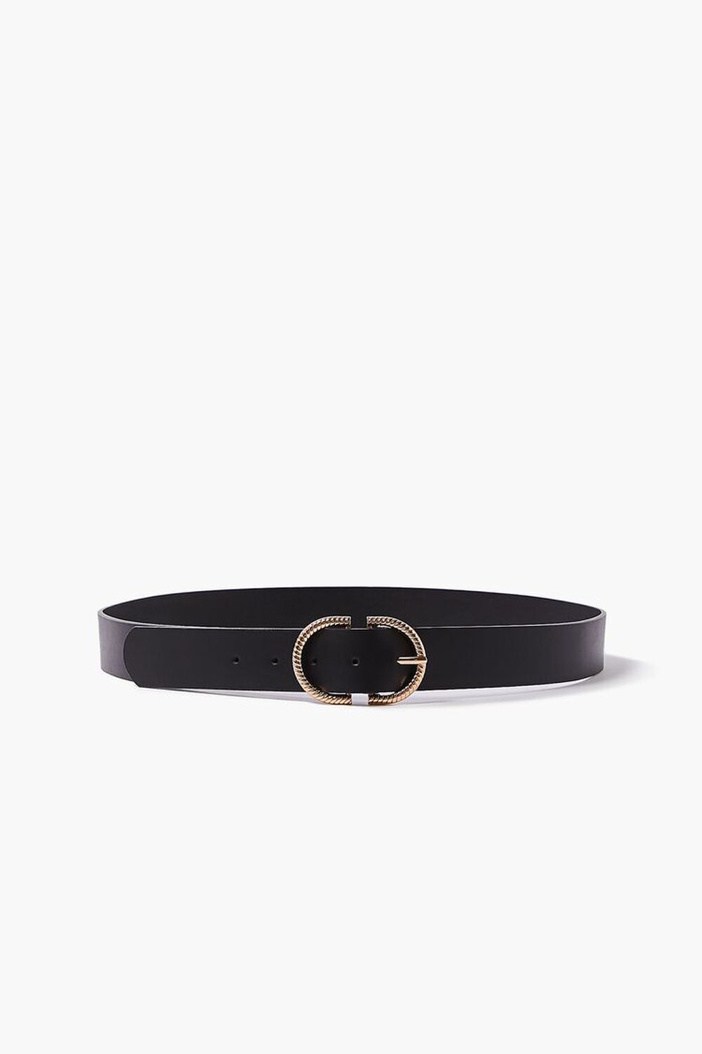 BLACK/GOLD Twisted D-Ring Faux Leather Belt, image 1