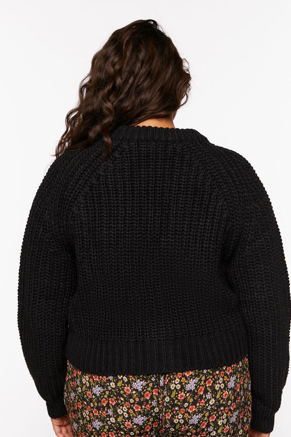 BLACK Plus Size V-Neck Cardigan Sweater, image 3