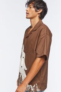 BROWN/CREAM Twill Wolf Graphic Button-Front Shirt, image 2
