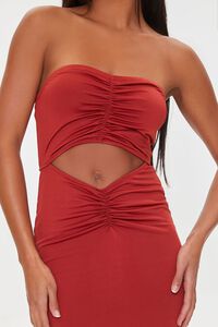 RED Ruched Cutout Maxi Tube Dress, image 5